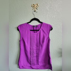 The Limited Purple Pleated Sleeveless Blouse